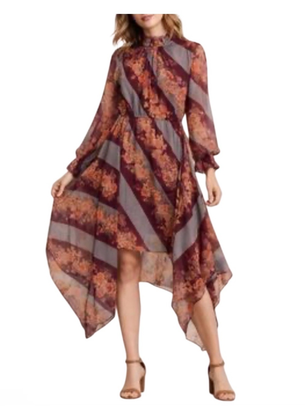Soft Surroundings Rosy
Brown Woodland Manor
Handkerchief Hem Midi Dress Size L